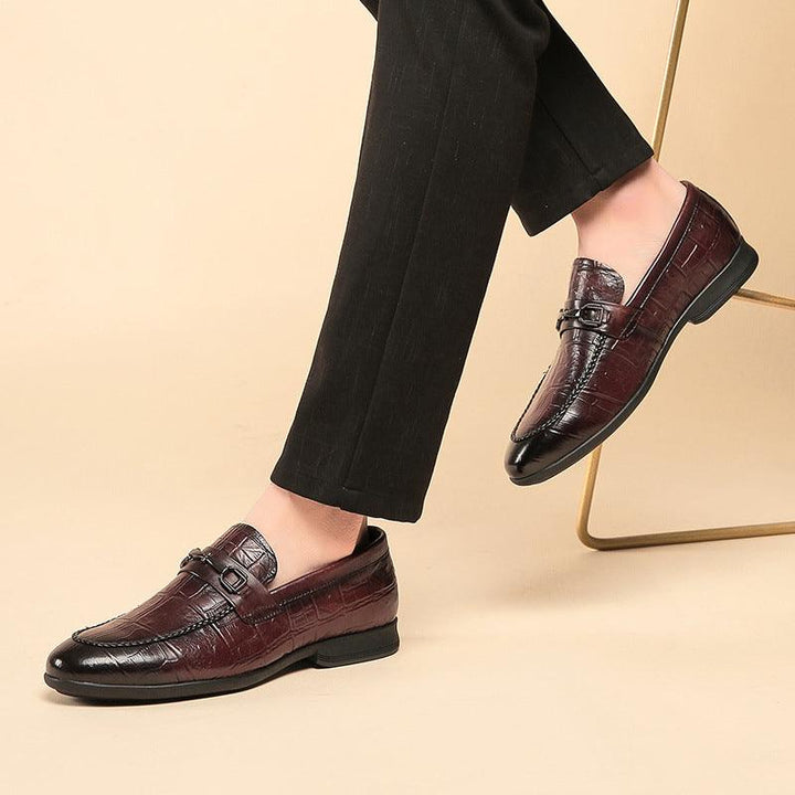 Men's First Layer Cowhide British Leather Loafers - Breathable, Non-slip, Shock Absorption