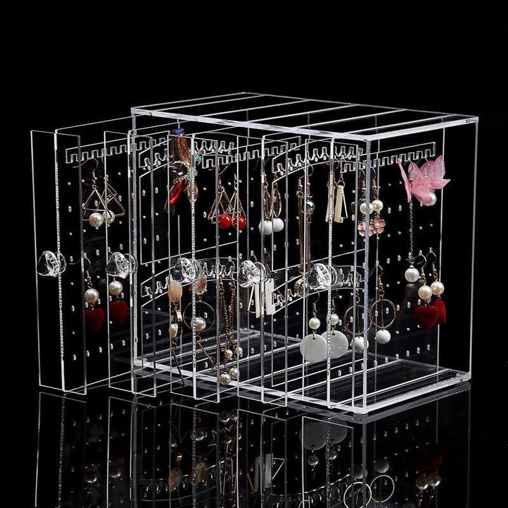 5 Trays Dustproof Transparent Acrylic Earrings Storage Box Jewelry Display Stand