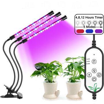 1/2/3 Head Dimmable Clip LED Bonsai Plants Grow Lamp 360 Fexible Goosenecks IP66 Waterproof 3 Timer Mode Growing Light for Greenhouse Hydroponics