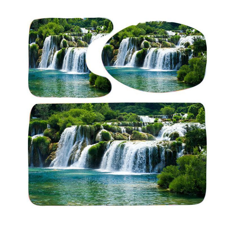 180 x180cm Shower Curtain Anti-Slip Carpets Waterfall Style Bathroom Bath Mat