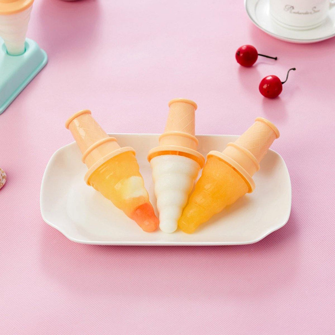 4-Cavity Frozen Ice Cream Pop Mold Popsicle Stick Juice Maker Lolly Mould Tray Kitchen DIY