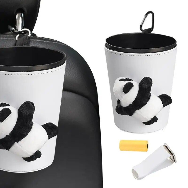 Compact Panda Car Trash Can & Organizer: Leak-Proof, Versatile, & Stylish