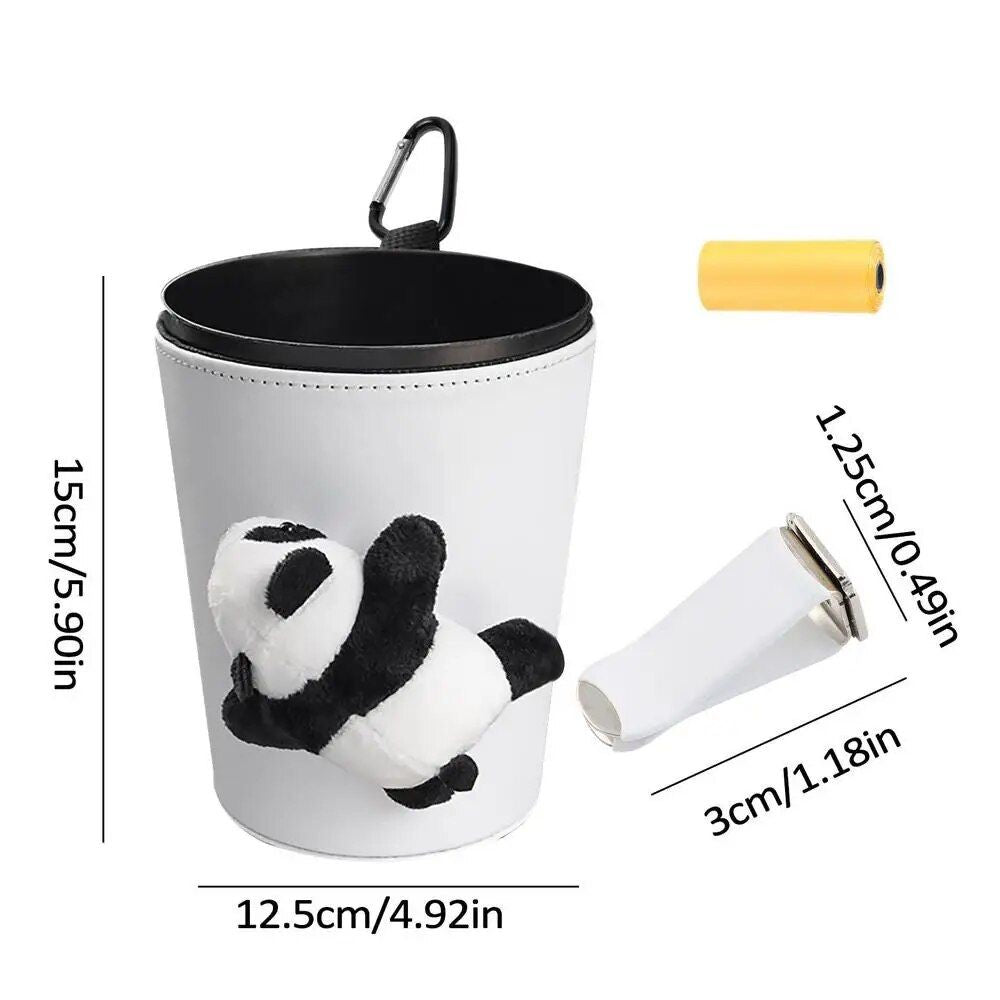 Compact Panda Car Trash Can & Organizer: Leak-Proof, Versatile, & Stylish