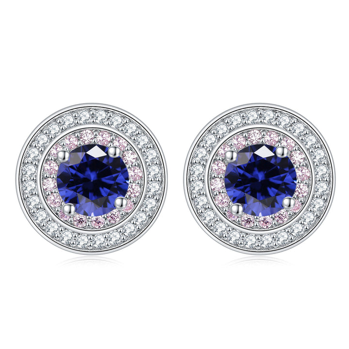 Sterling Silver Round Micro Set Zircon Earrings