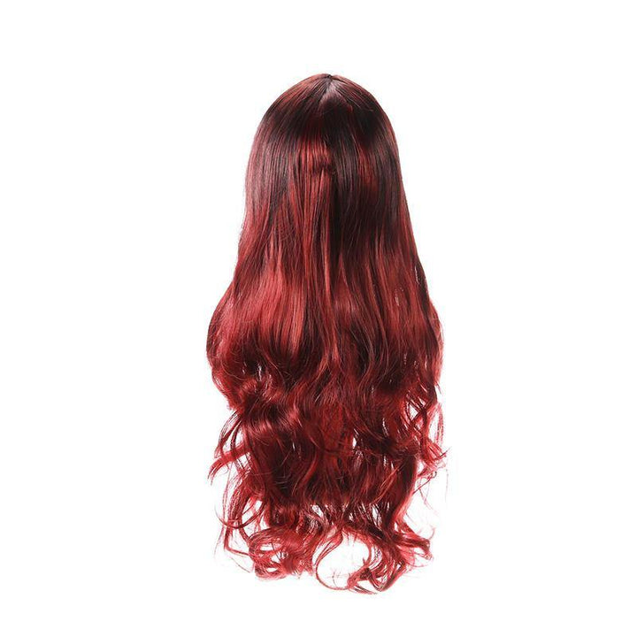 26'' Women Ombre Black Red Full Wig Ladies Long Curly Wavy Wig Hair Cosplay