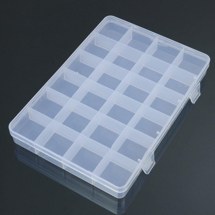 24 Grids Clear Plastic Adjustable Jewelry Storage Container DIY Crafts Organizer Dividers Box