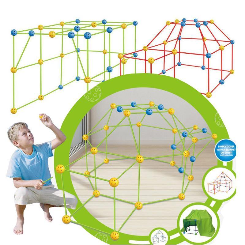 Kids Construction Fort Building Castles Plastic Inserted Assembled Blocks 3D Play House Tunnels Toy Educational Toys DIY Tent