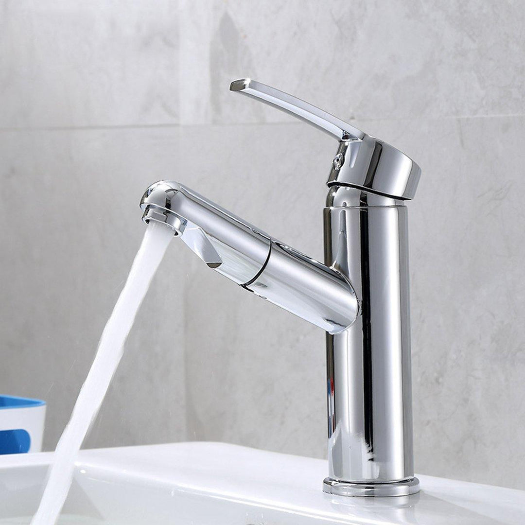 360° Bathroom Basin Mixer Tap Pull Out Rotate Spout Spray Basin Brass Faucet G1/2