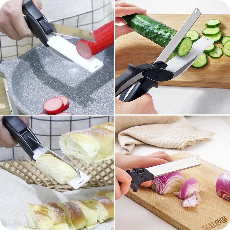 2-in-1 Multifunctional Stainless Steel Scissors and Cutting Board - The Ultimate Kitchen Utility Knife