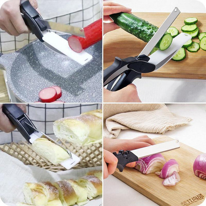 2-in-1 Multifunctional Stainless Steel Scissors and Cutting Board - The Ultimate Kitchen Utility Knife