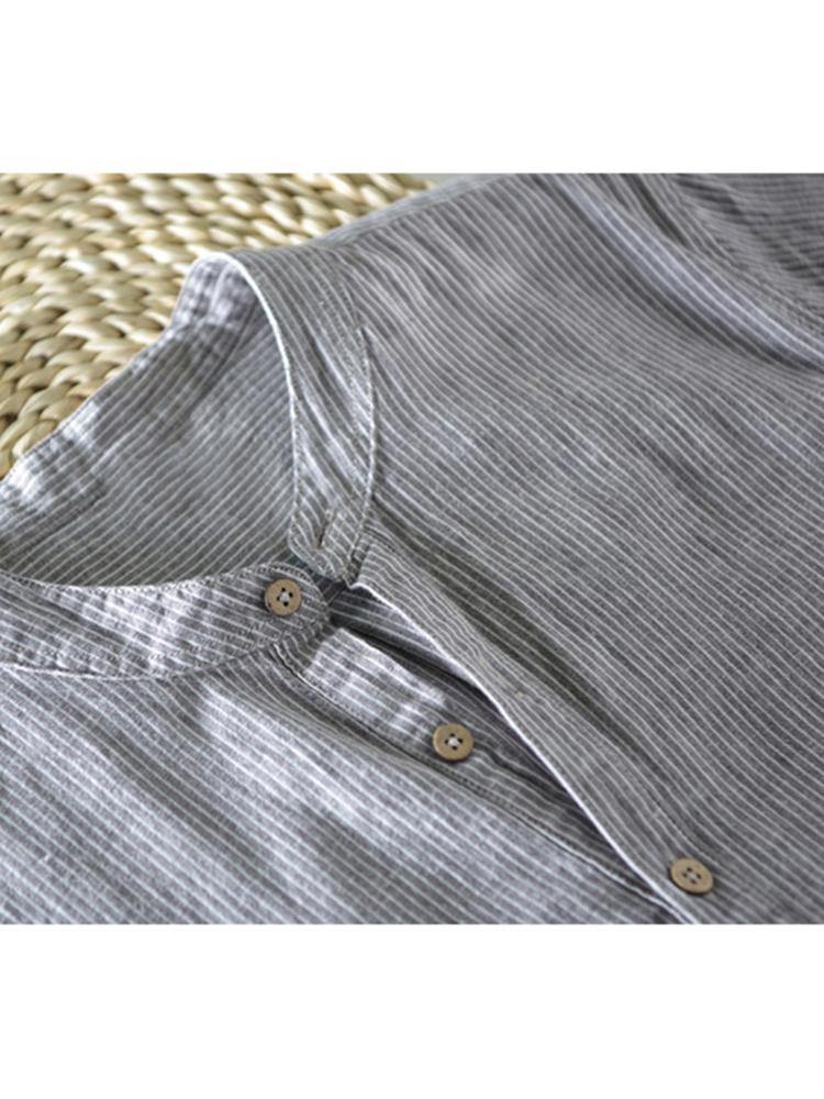 Breathable 100% Cotton Henley Shirts for Men with Half Sleeves and Stylish Stripes