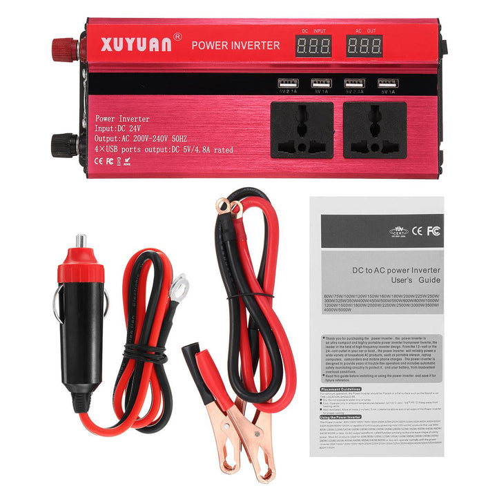 4000W 12V/24V DC to 110V/220V AC Solar Power Inverter LED Modified Sine Wave Converter