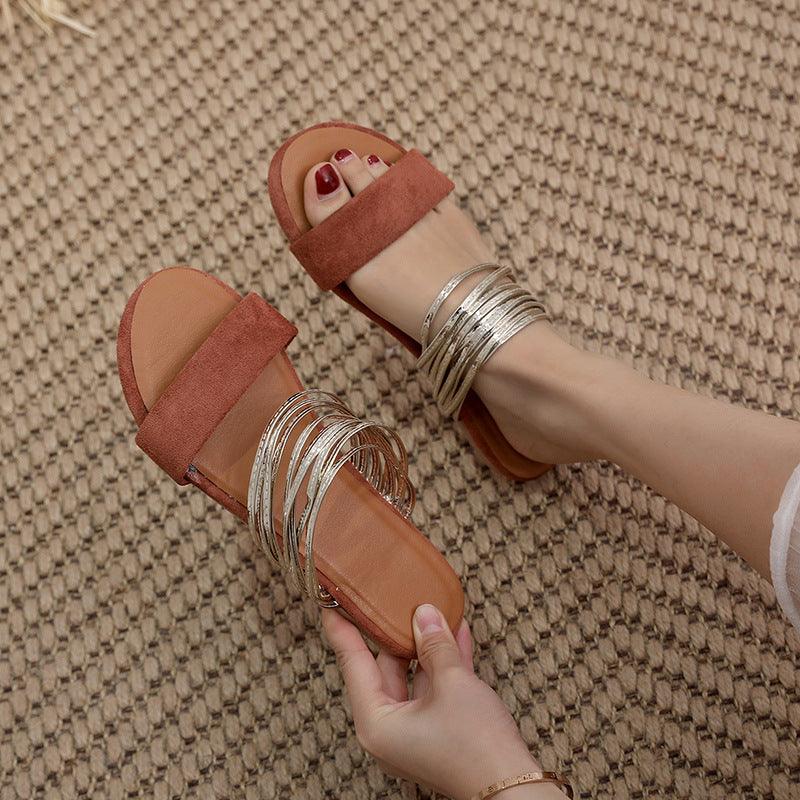 One-line Korean Fashion And Comfortable Sandals And Slippers