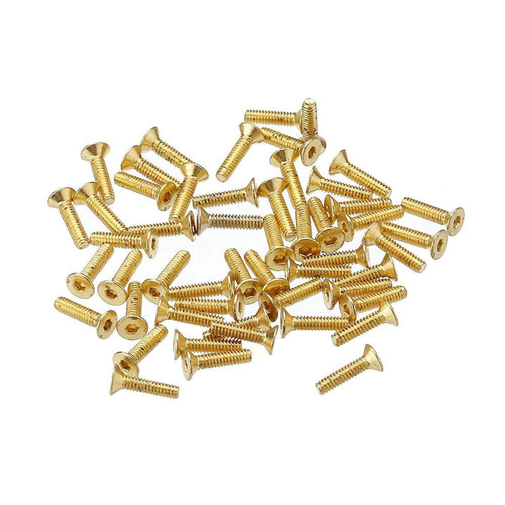 Suleve™ M2AH1 50Pcs Titanium Plated M2 Hex Socket Flat Head Countersunk Screws Alloy Steel 12.9 Grade Screw Bolt M2*8