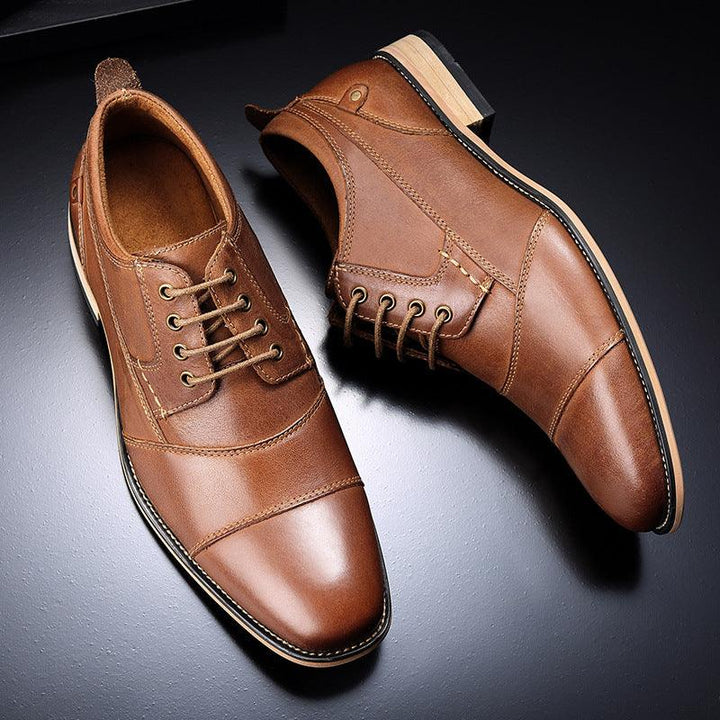 Men's Leather Lace-up Casual Shoes for Everyday Wear