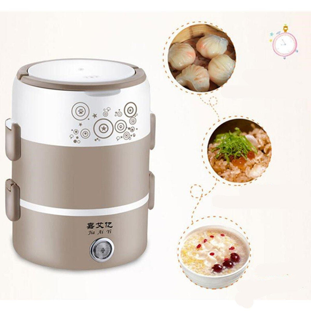 2L 3 Layers Electric Rice Cooker Heating Lunch Box Food Warmer Meal Container