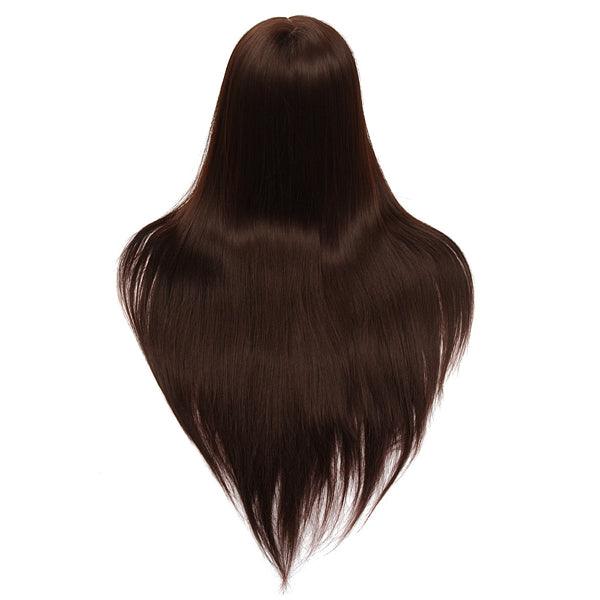 30% Real Human Hair Hairdressing Training Mannequin Dark Brown Practice Head Clamp Salon Profession