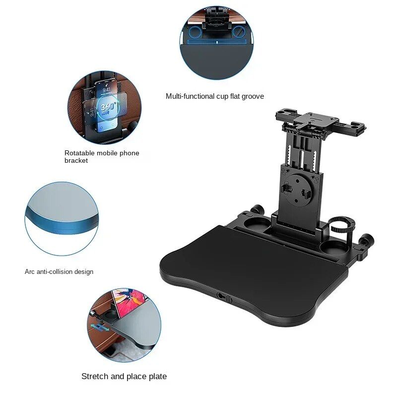 360¬∞ Rotating Car Dining & Computer Tray with Beverage Holder