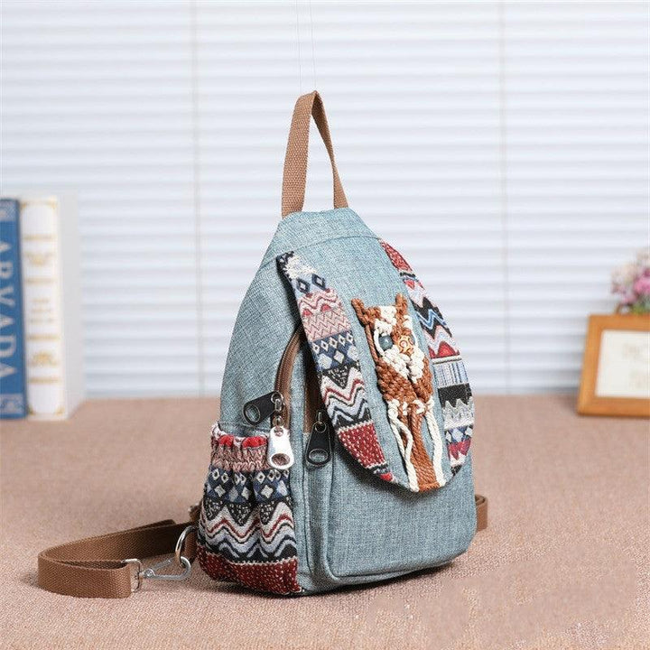 Shoulder canvas tassel hand-woven chest bag