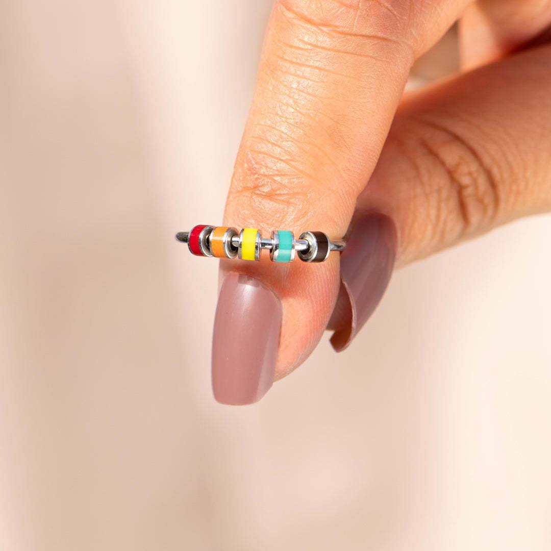 Women's Live Broadcast Net Celebrity Temperament Fashion Ring With Colorful Beads