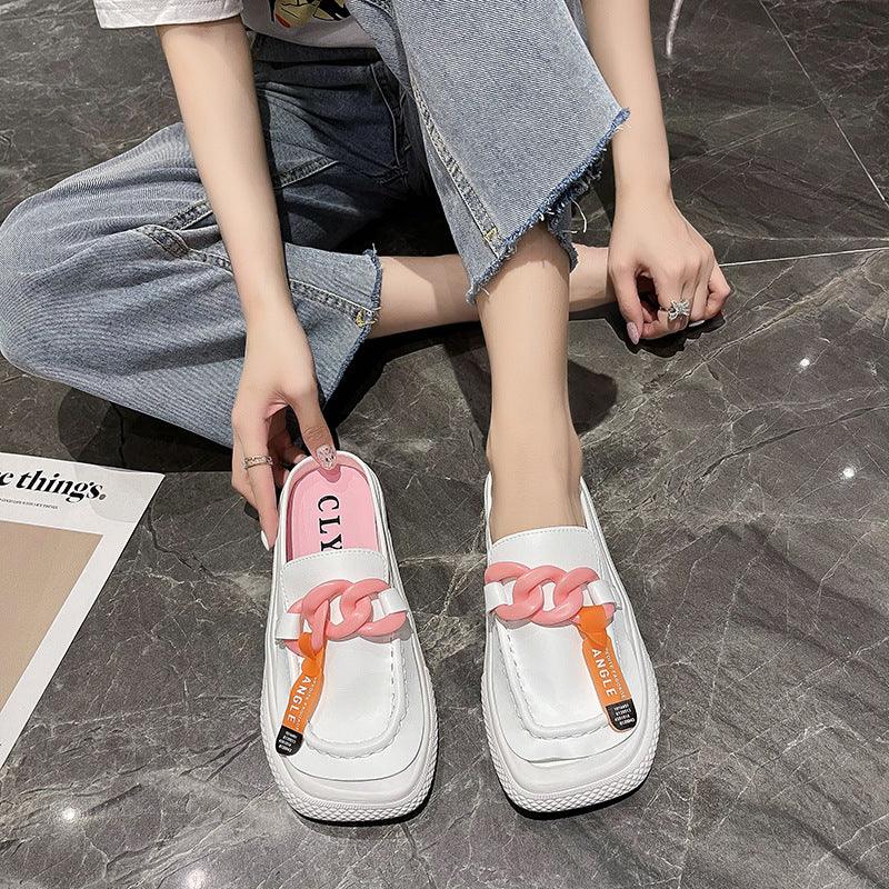 Metal Buckle Thick Sole Casual Lazy Slipper