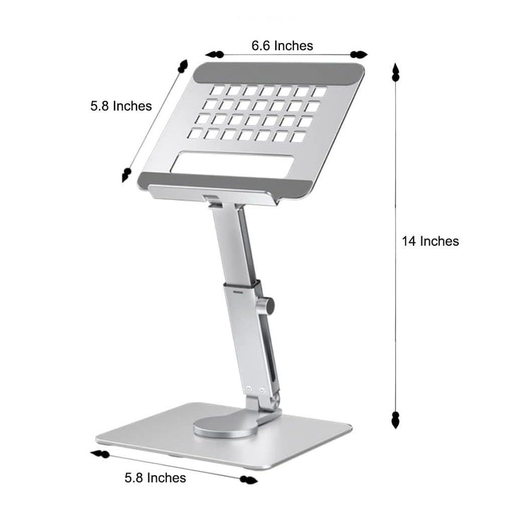 360° Rotating Aluminum Tablet Stand - Adjustable & Foldable Desk Holder for 4-14" Devices