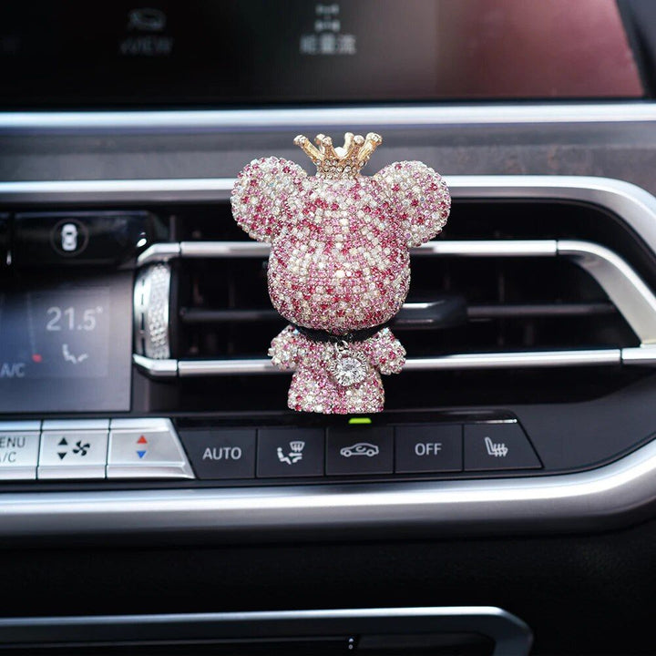 Cute Bear Car Air Vent Perfume Clip with Dazzling Rhinestone