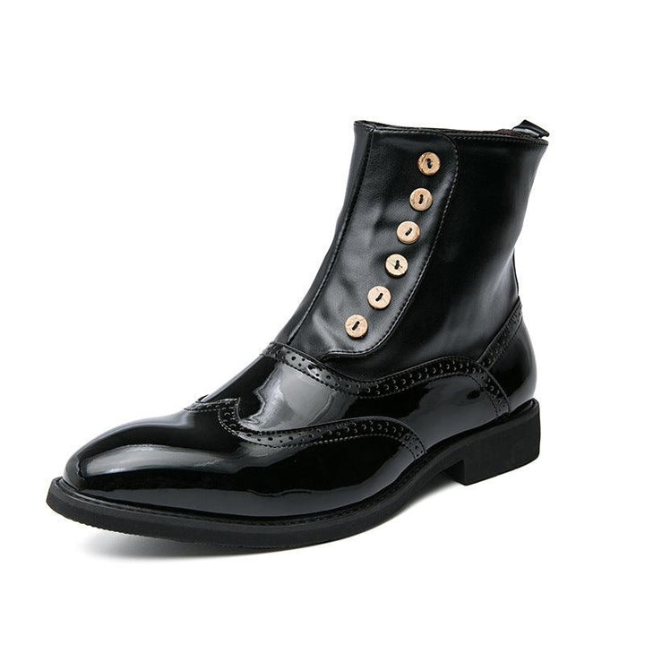 High Top Leather Fashion Men's Shoes Trend Personality Martin Boots