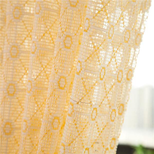 2 Panel Champagne Window Screening Hollow Out Bedroom Balcony Sheer Tulle Curtains