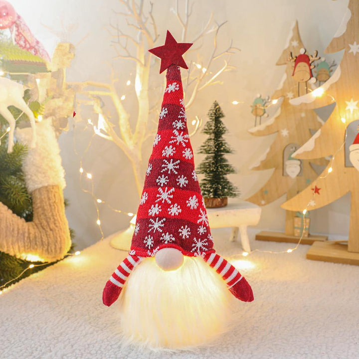 Christmas Decoration Glowing Dwarf Plush Doll Ornaments Children's Gifts Faceless Rudolph - MRSLM