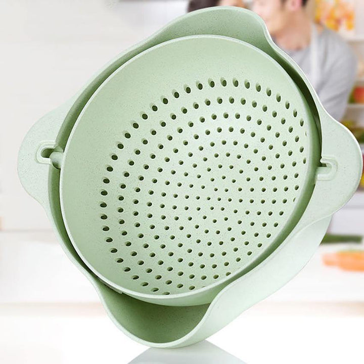 Multi-purpose Kitchen Drain Basket Bowl Double-layer Rotating Washing Vegetables Drain Basin Cleaning Fruit Drain Storage Basket