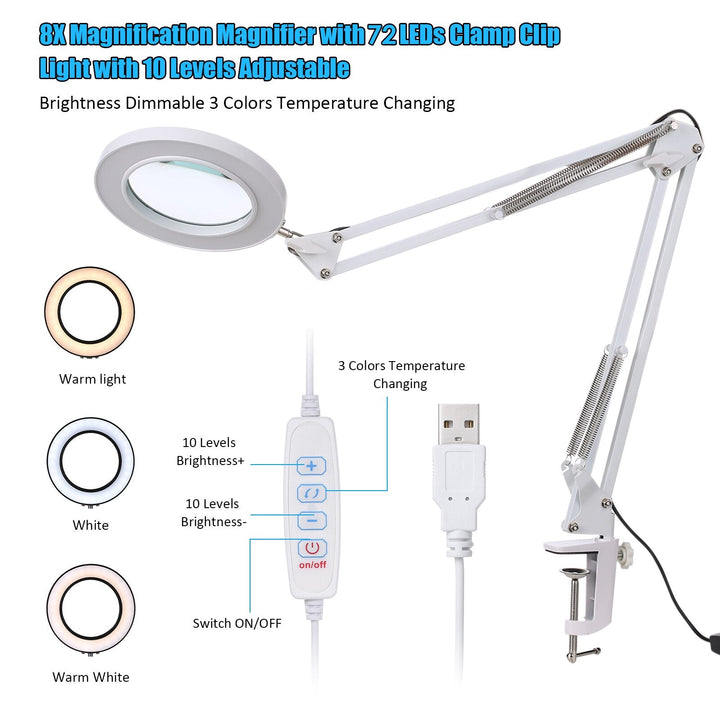 Dimmable Magnifier Lamp with Bracket