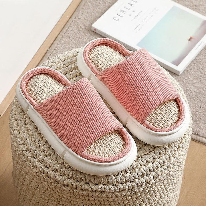 Four Seasons Linen Slippers Female Spring And Autumn Home