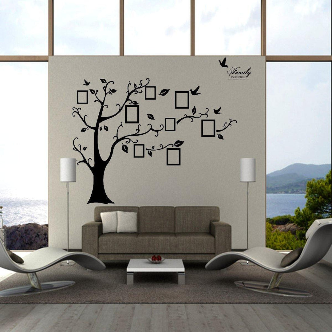 2.5M Removable Memory Tree Picture Frames Wallpaper Photo Wall Stickers Decor Bird Room Wall Black