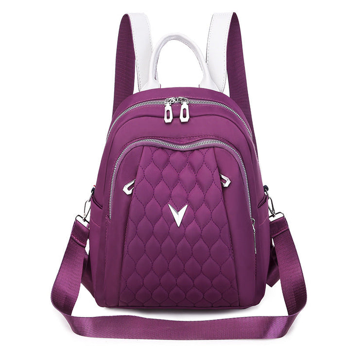 Fashion Student Backpack Rhombus Embroidery Thread Travel