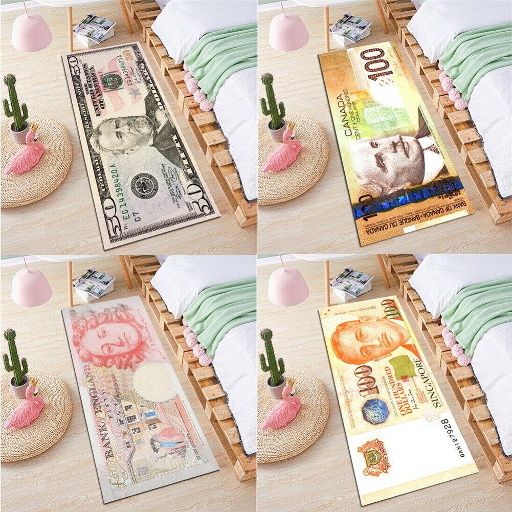 Rectangle Banknote Money Dollar Area Rug Non-Slip Carpet