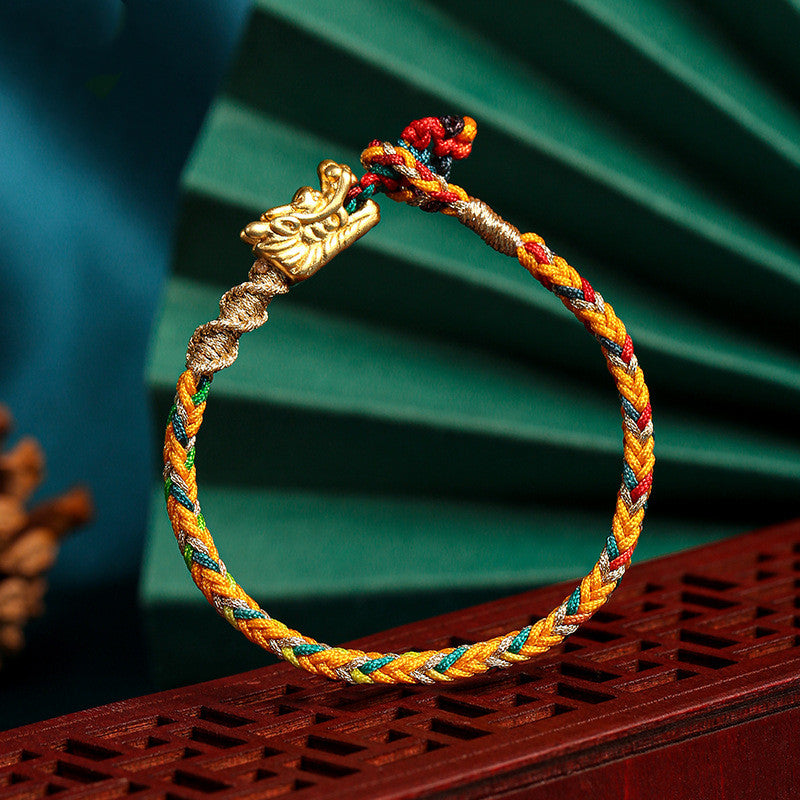 Auspicious Dragon Multicolored Rope Weaving Auspicious Well-being Bracelet