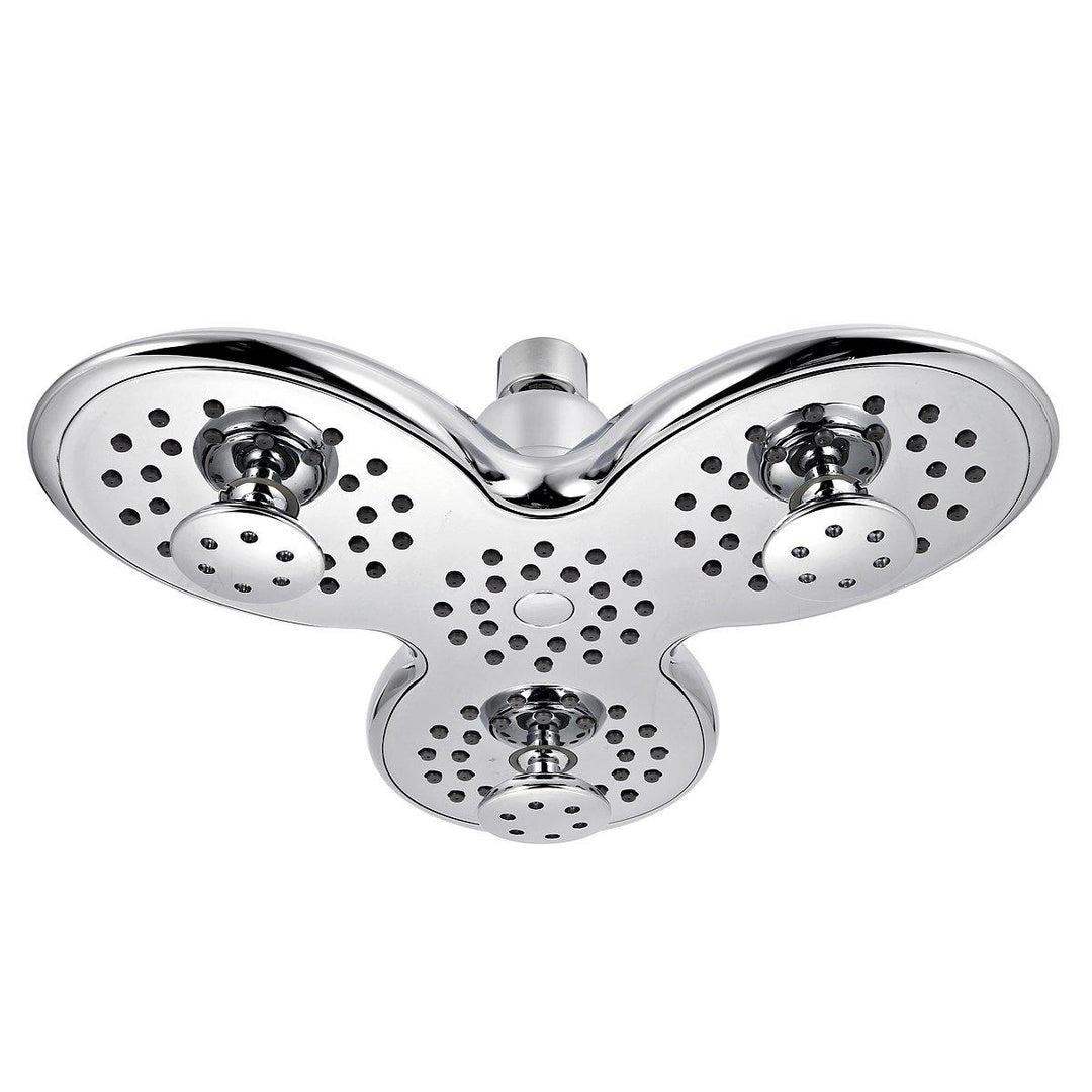 4-way High-Pressure 9.5 inch Rainfall Shower Head Trident Shape Massage