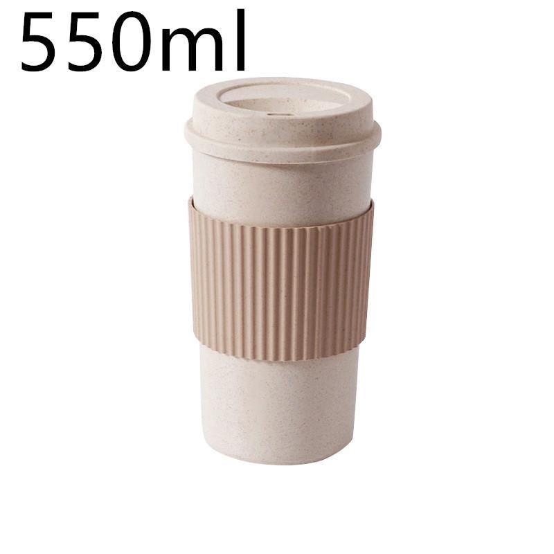 Reusable Coffee Tea Cup Random Color Wheat Straw Mug Coffee Cup with Lid Home Outdoor Water Bottle Travel Insulated Cup - MRSLM