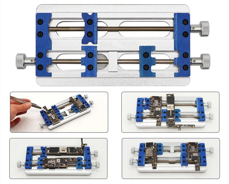 KGX Pcb Fixture Holder Aluminum alloy Fixed Base 2+1 Rotation Axiis For Precisiion Circuit Board Motherboard Soldering Repair Tools - MRSLM