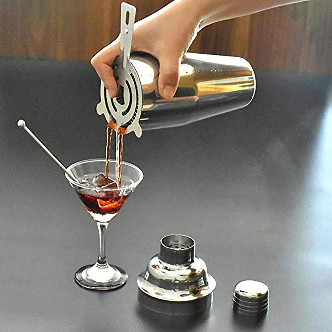 14Pcs Cocktail Maker Set Shaker Glass Twisted Bar Spoon Strainer Wood Muddler