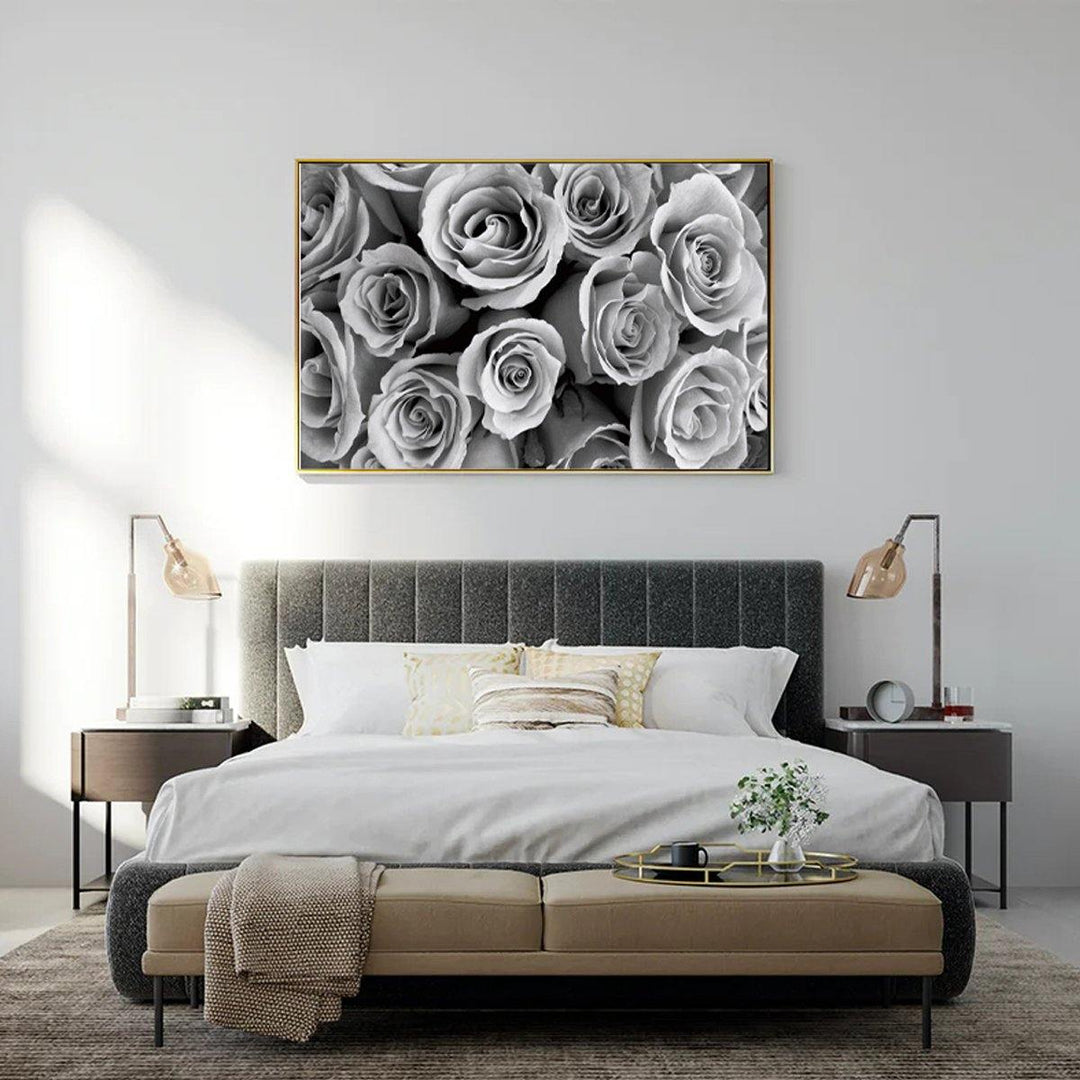 1 Piece Canvas Print Paintings Grey Rose Wall Decorative Print Art Pictures Wall Hanging Decorations for Home Office No Frame