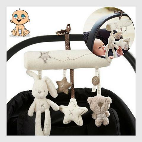 Infant Toddler Rattles Toys for Baby Stroller Crib Soft Rabbit Bear Style Pram Hanging Toys Plush Appease Doll Bed Accessories - MRSLM