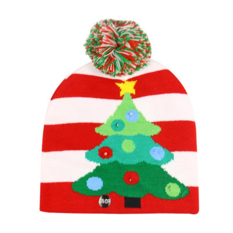 Snowman Elk Christmas Tree Flanged Ball Knit Cap - MRSLM