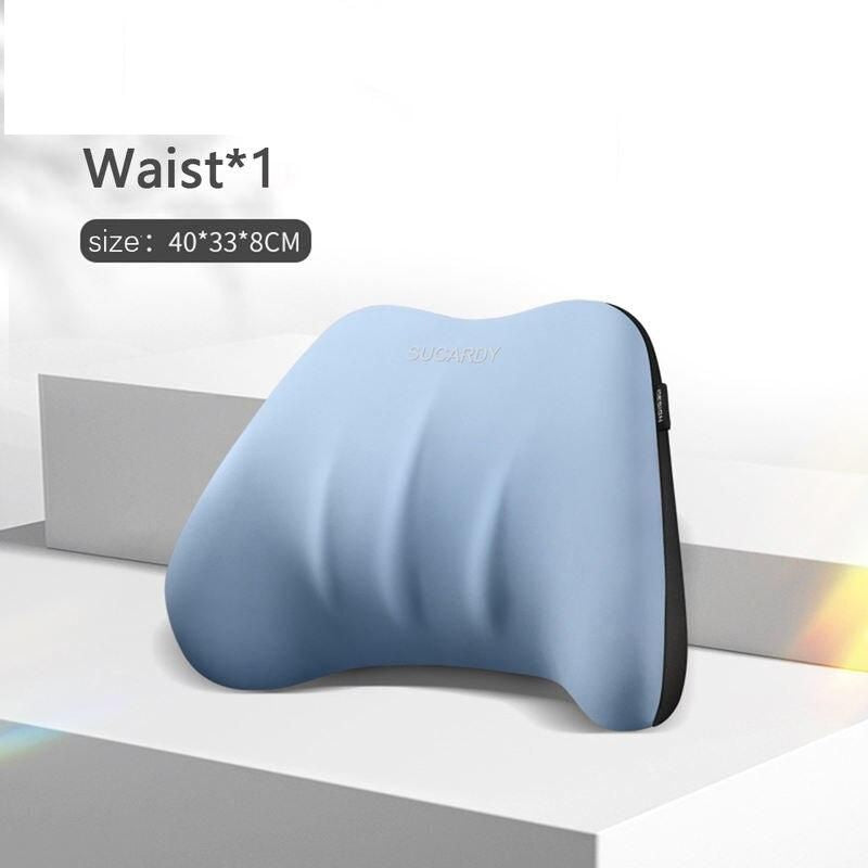 Memory Foam Car Seat Lumbar and Headrest Support Pillow