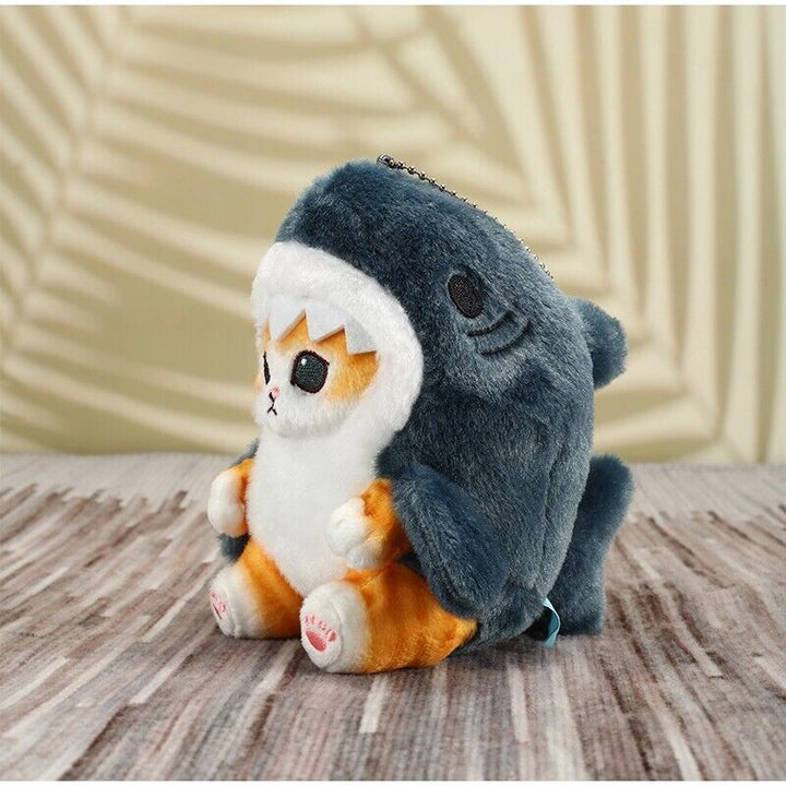 Charming Shark & Shrimp Cat Plush Keychain - Adorable Room and Bag Decor