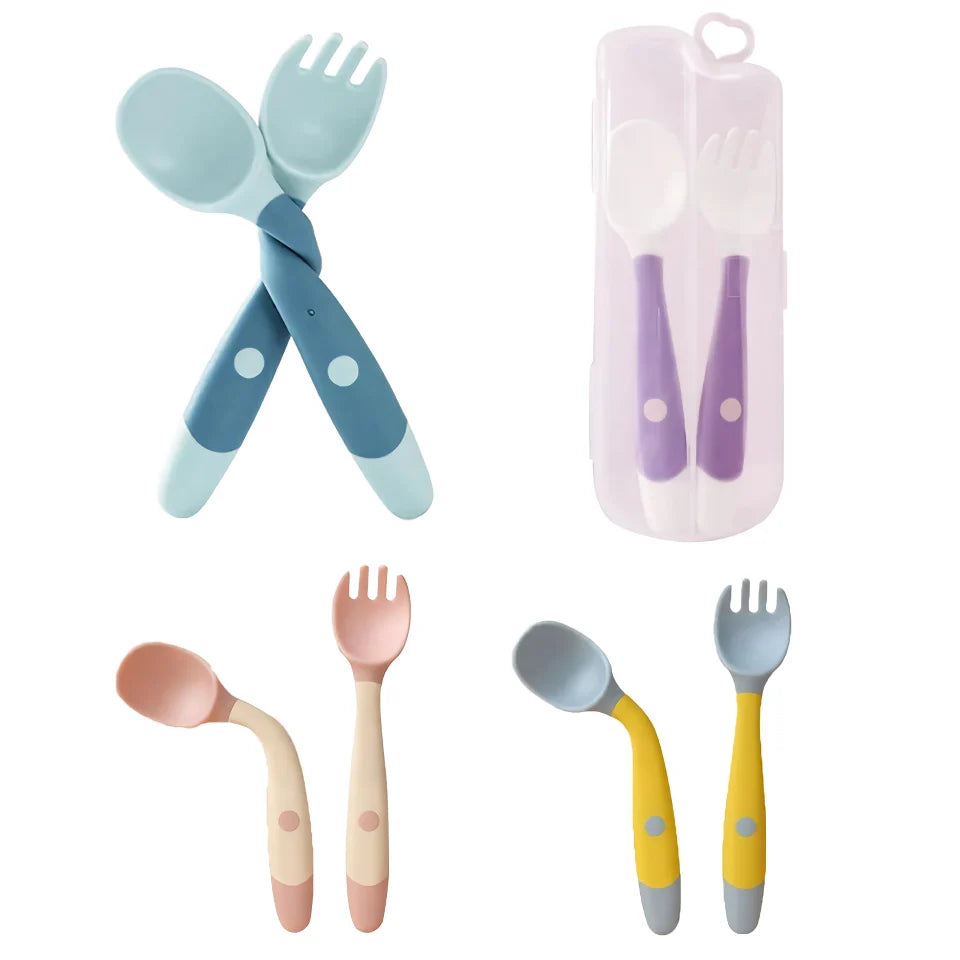 Soft Silicone Baby Spoon and Fork Set