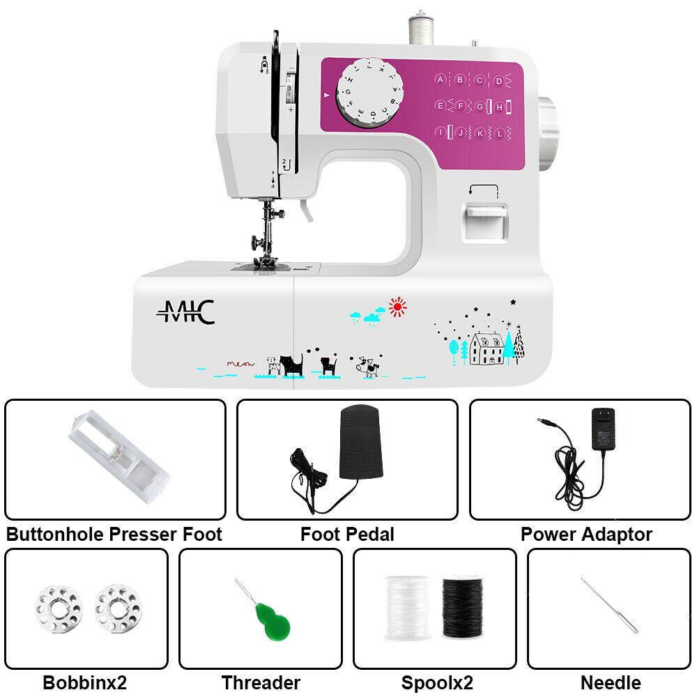 12 Stitches Electric Multi-function Portable Home Desktop Sewing Machine with LED Light