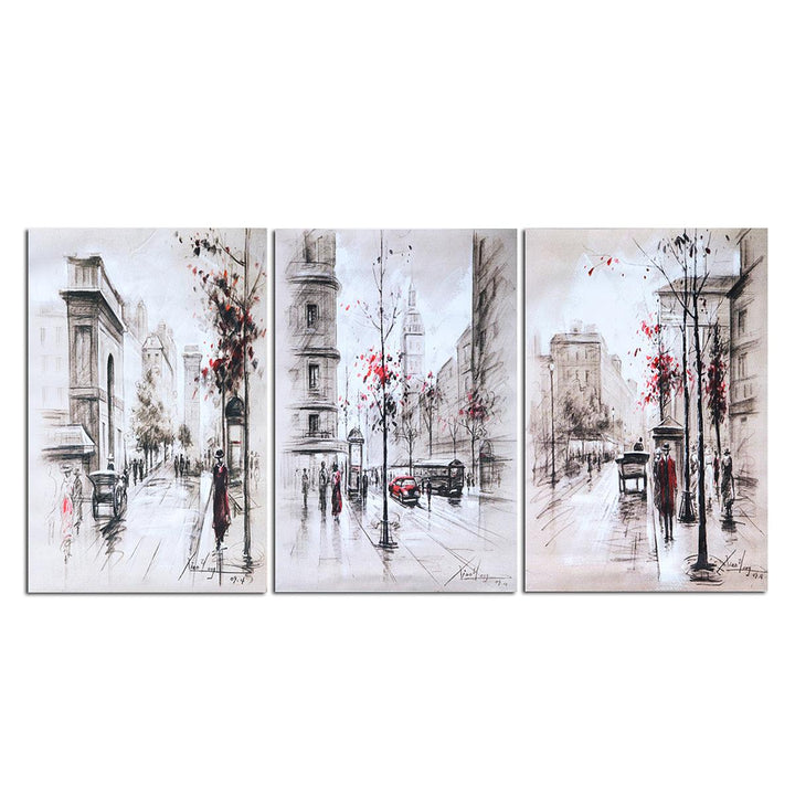 3Pcs City Road Canvas Print Paintings Wall Decorative Print Art Pictures Frameless Wall Hanging Decorations for Home Office