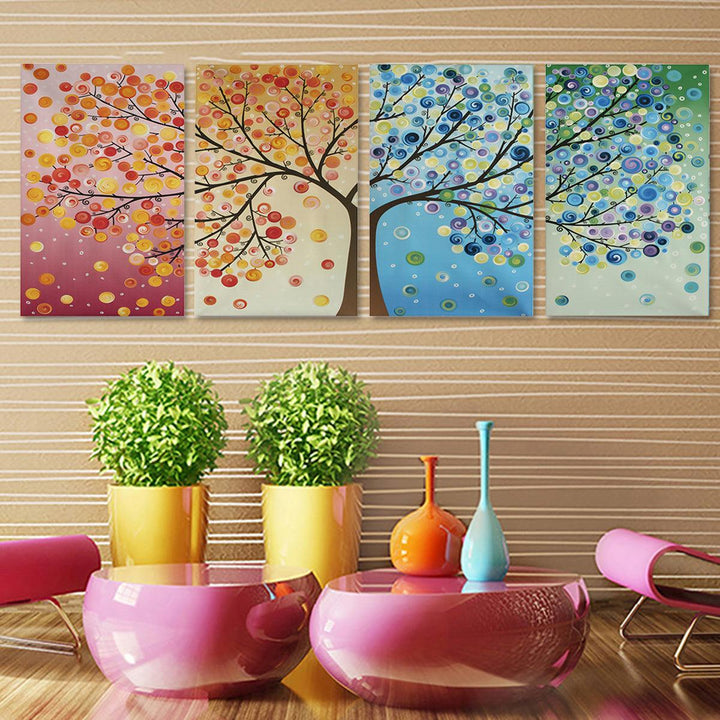 4pcs Canvas Wall Art Painting 40*60cm Hanging Pictures Season Trees Living Hall Decoration Supplies no Frame